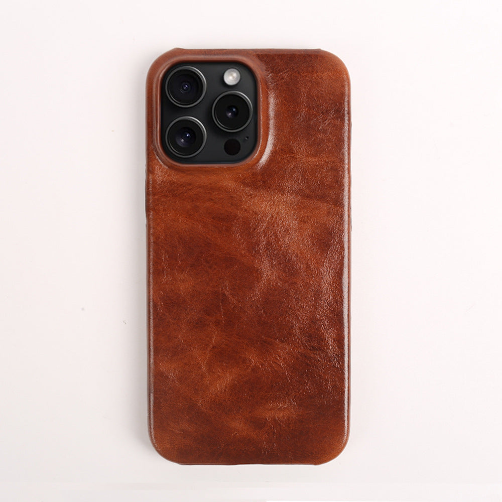 Suitable For 15Promax Phone Case High-grade Drop-resistant Leather Case - High-Grade Horse Oil Skin Case for 15Promax