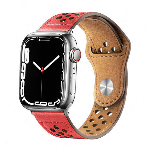 Suitable For Apple Watch Iwatch7 Summer New Hole Wide Mouth Sleeve PU Leather Strap - Wide Mouth PU Leather Strap