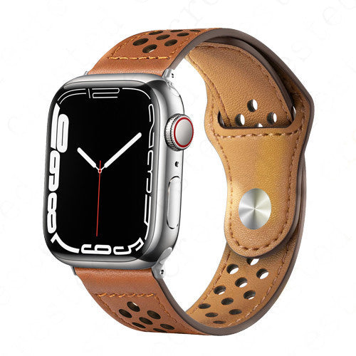 Suitable For Apple Watch Iwatch7 Summer New Hole Wide Mouth Sleeve PU Leather Strap - Wide Mouth PU Leather Strap