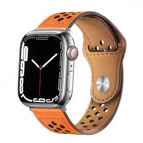 Suitable For Apple Watch Iwatch7 Summer New Hole Wide Mouth Sleeve PU Leather Strap - Wide Mouth PU Leather Strap