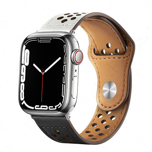 Suitable For Apple Watch Iwatch7 Summer New Hole Wide Mouth Sleeve PU Leather Strap - Wide Mouth PU Leather Strap