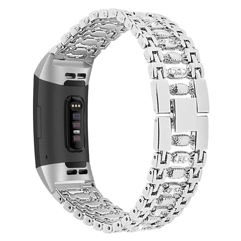 Suitable For Fitbit Charge3 Smart Watch Candy-shaped Metal Diamond-studded Bracelet Strap - fitbit charge3 smart watch
