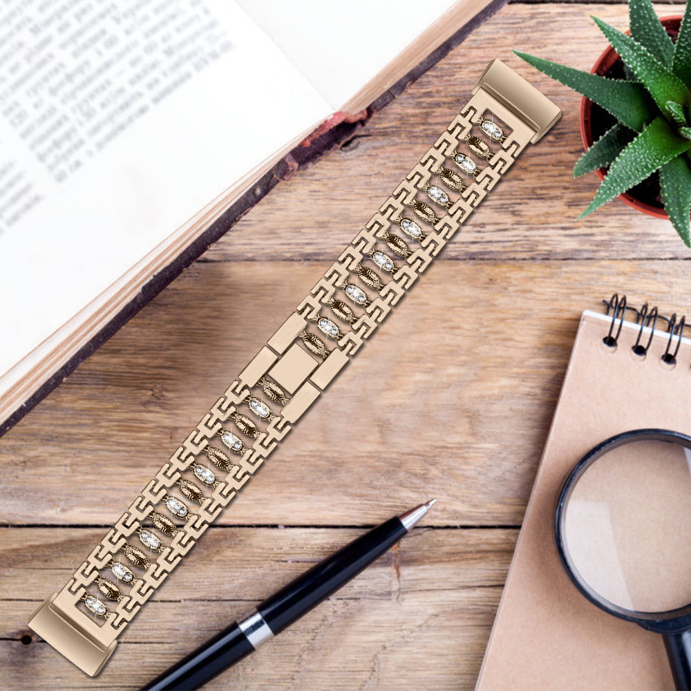 Suitable For Fitbit Charge3 Smart Watch Candy-shaped Metal Diamond-studded Bracelet Strap - fitbit charge3 smart watch