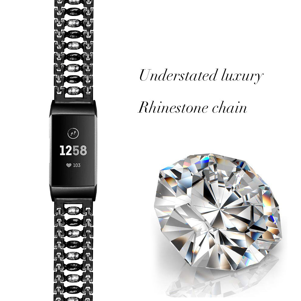 Suitable For Fitbit Charge3 Smart Watch Candy-shaped Metal Diamond-studded Bracelet Strap - fitbit charge3 smart watch
