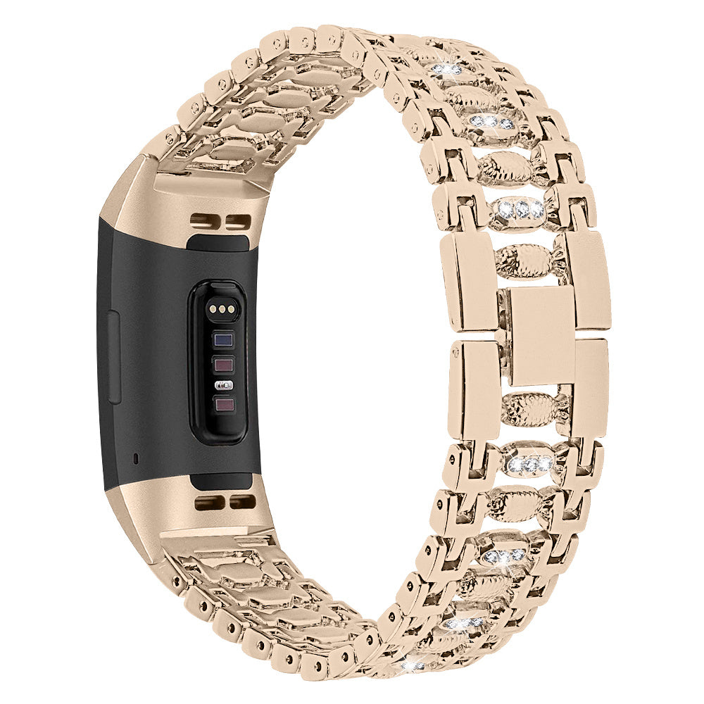 Suitable For Fitbit Charge3 Smart Watch Candy-shaped Metal Diamond-studded Bracelet Strap - fitbit charge3 smart watch