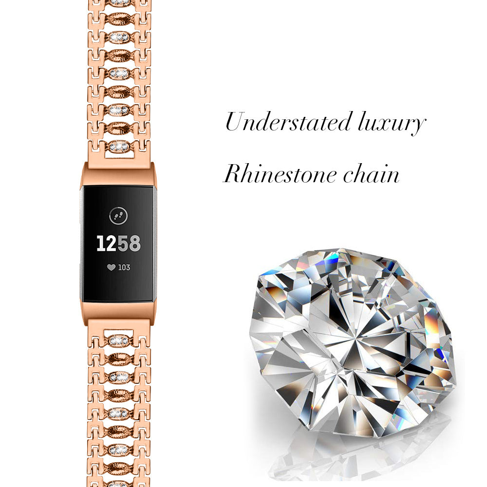 Suitable For Fitbit Charge3 Smart Watch Candy-shaped Metal Diamond-studded Bracelet Strap - fitbit charge3 smart watch