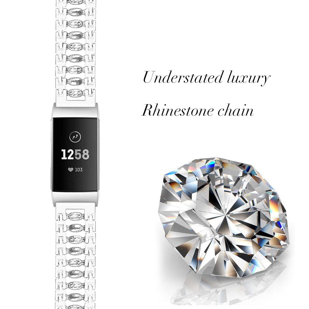 Suitable For Fitbit Charge3 Smart Watch Candy-shaped Metal Diamond-studded Bracelet Strap - fitbit charge3 smart watch