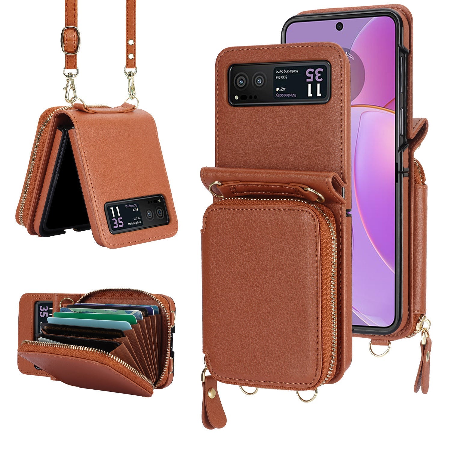 Litchi Pattern Foldable Clothing Bag for Zflip6 Phone Case Wallets - Teleplus Wallet zflip6 litchi pattern foldable