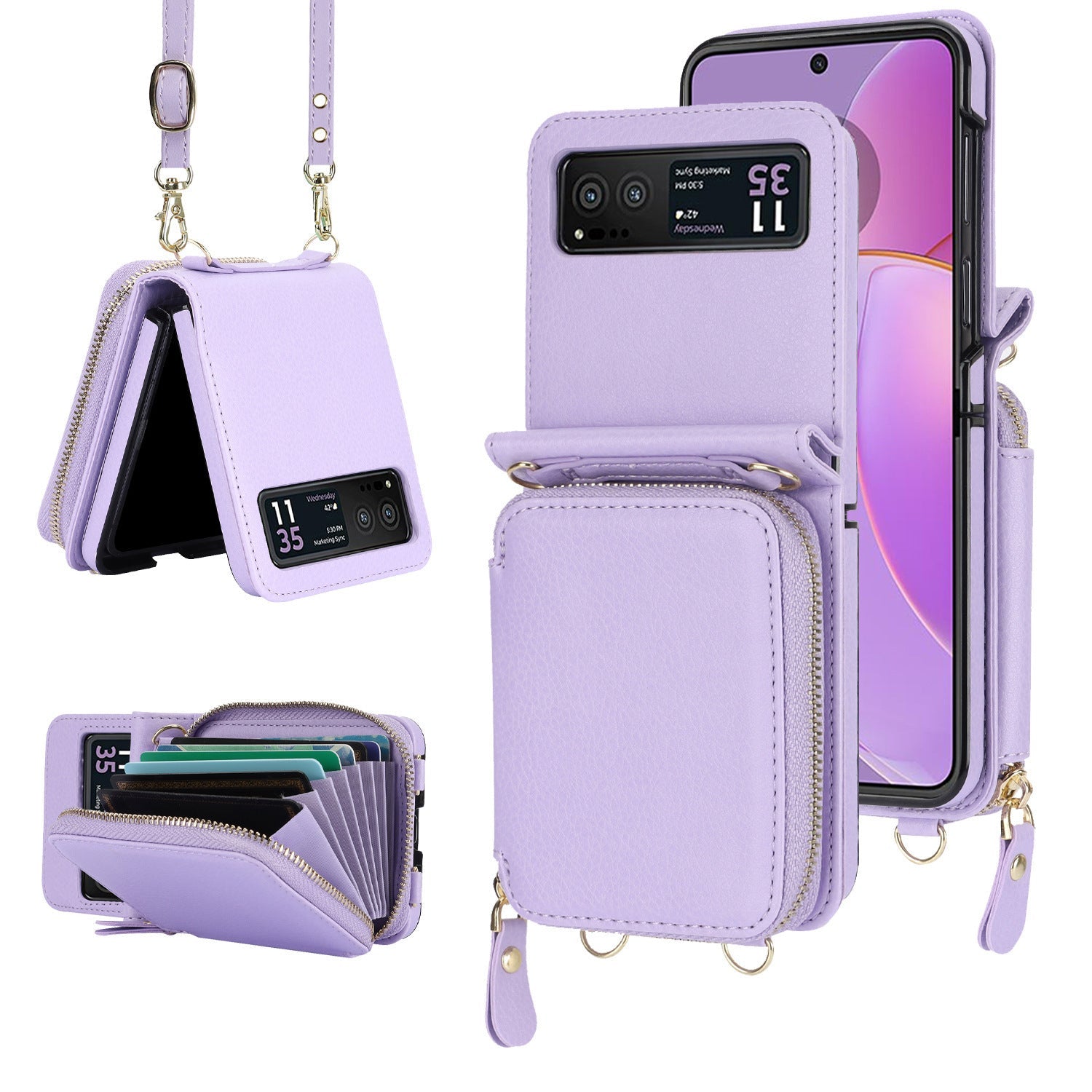 Litchi Pattern Foldable Clothing Bag for Zflip6 Phone Case Wallets - Teleplus Wallet zflip6 litchi pattern foldable