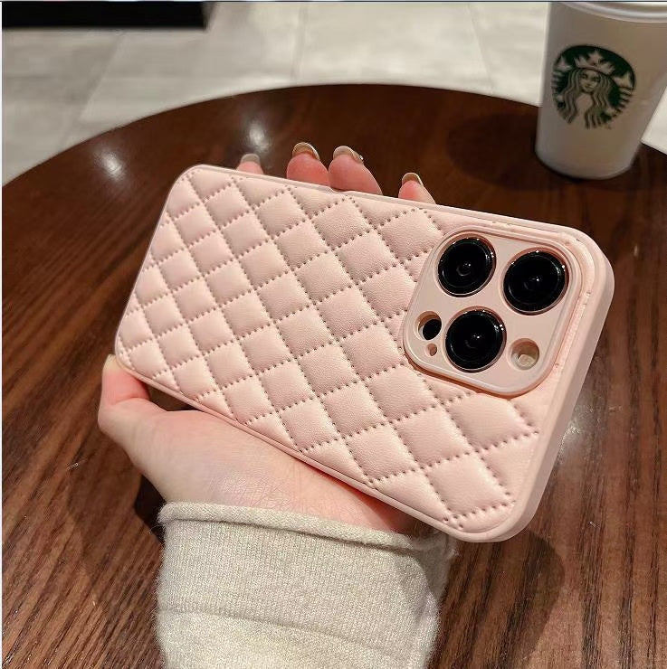 Suitable Phone Case Rhomboid Soft Leather Case - Rhomboid Soft Leather Case for Pro Max iPhone Models