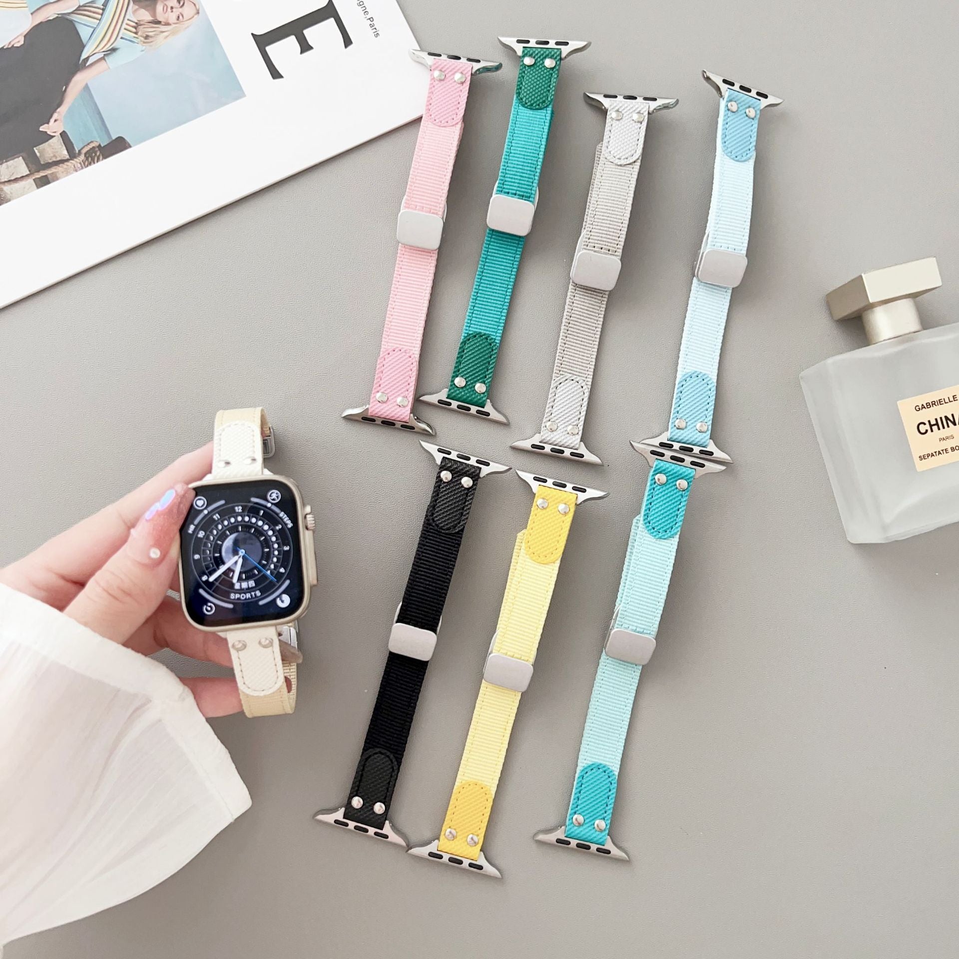 Suitable Watch Strap Breathable Knitted Nylon Applewatch8 Watch Strap S7654 Generation Se - Breathable Knitted Nylon