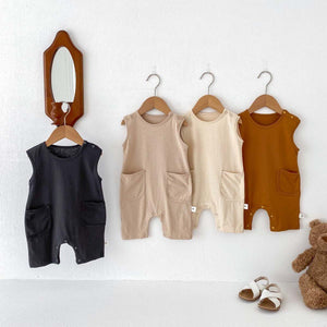 Summer Baby Jumpsuit Nordic Style Male And Female Baby Solid Color Sleeveless Vest - Summer Baby Jumpsuit Nordic Style