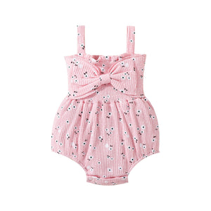 Pink and Caramel Summer Baby Romper with Cotton Fabric for Girls - Rompers Tiny Sunbathers Climbers summer baby rompers
