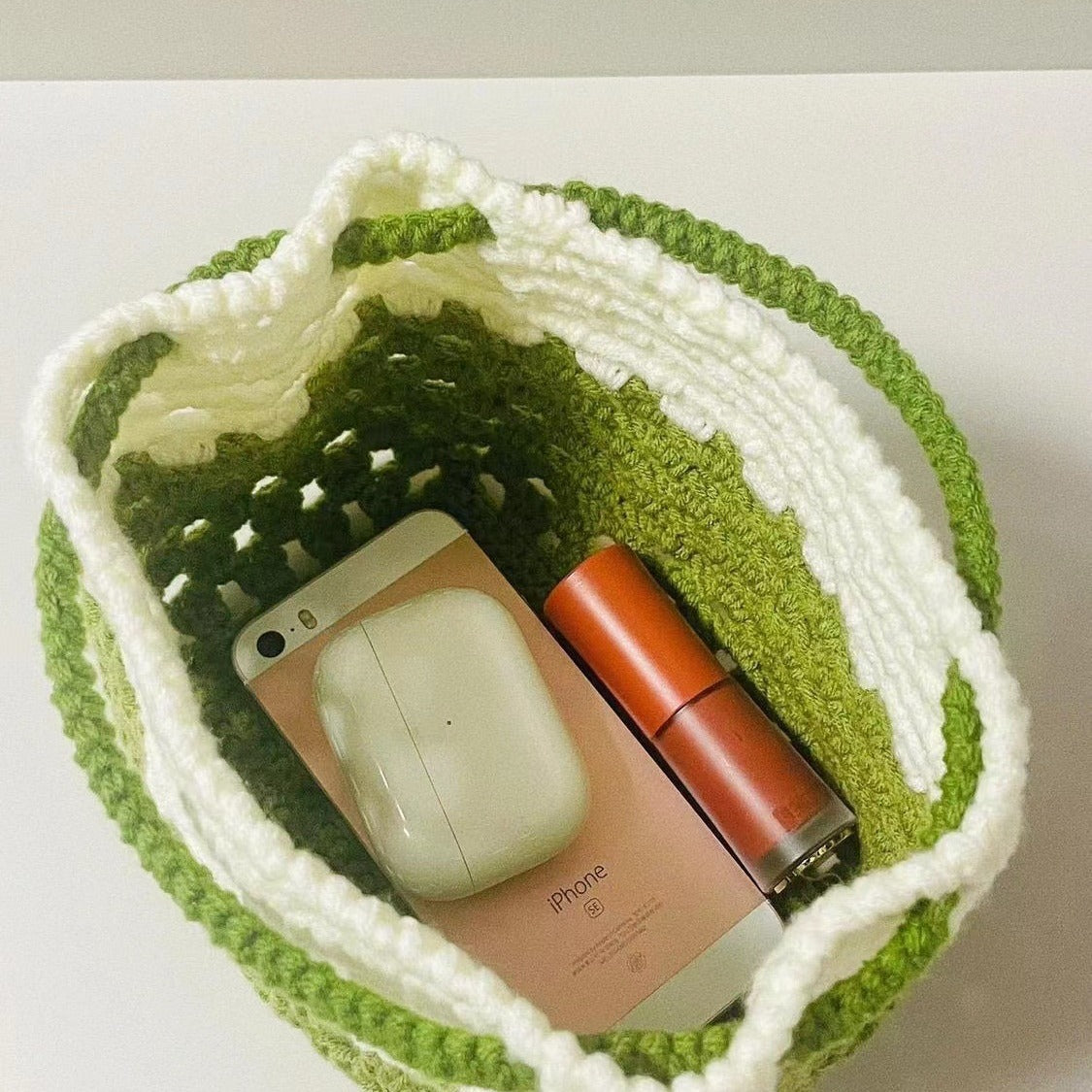 Summer Contrast Color Wool Handbag Hollow for DIY Ornament Accessories - Teleplus summer contrast color wool handbag