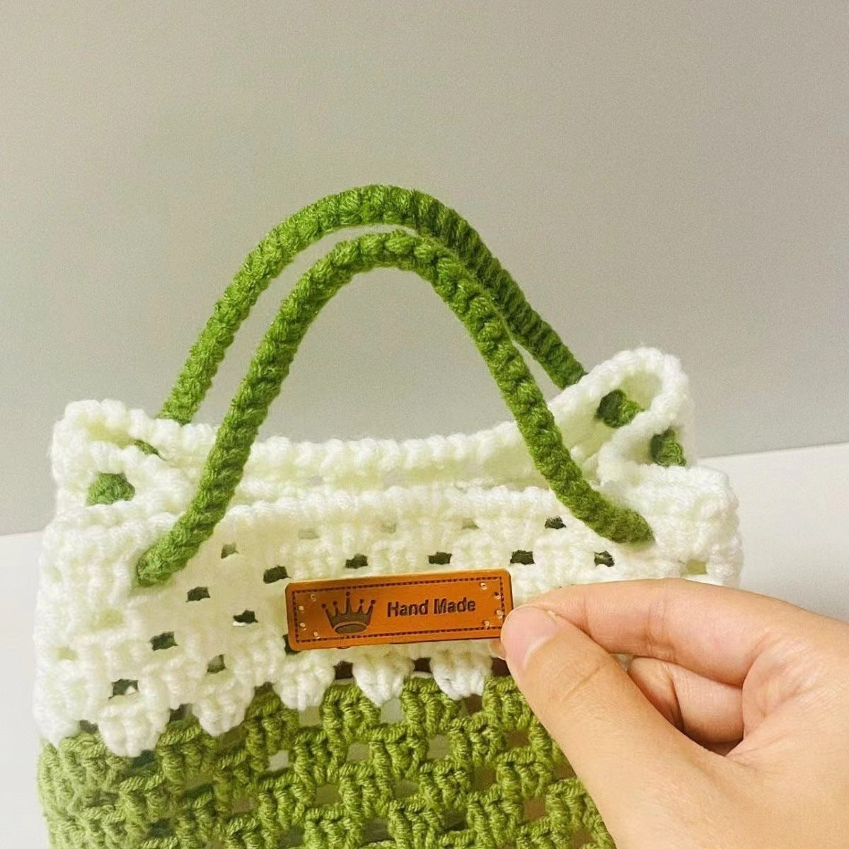 Summer Contrast Color Wool Handbag Hollow for DIY Ornament Accessories - Teleplus summer contrast color wool handbag