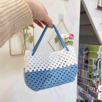 Summer Contrast Color Wool Handbag Hollow for DIY Ornament Accessories - Teleplus summer contrast color wool handbag