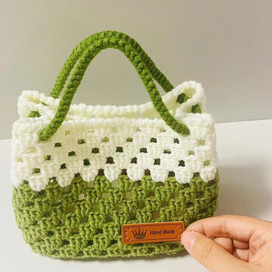 Summer Contrast Color Wool Handbag Hollow for DIY Ornament Accessories - Teleplus summer contrast color wool handbag