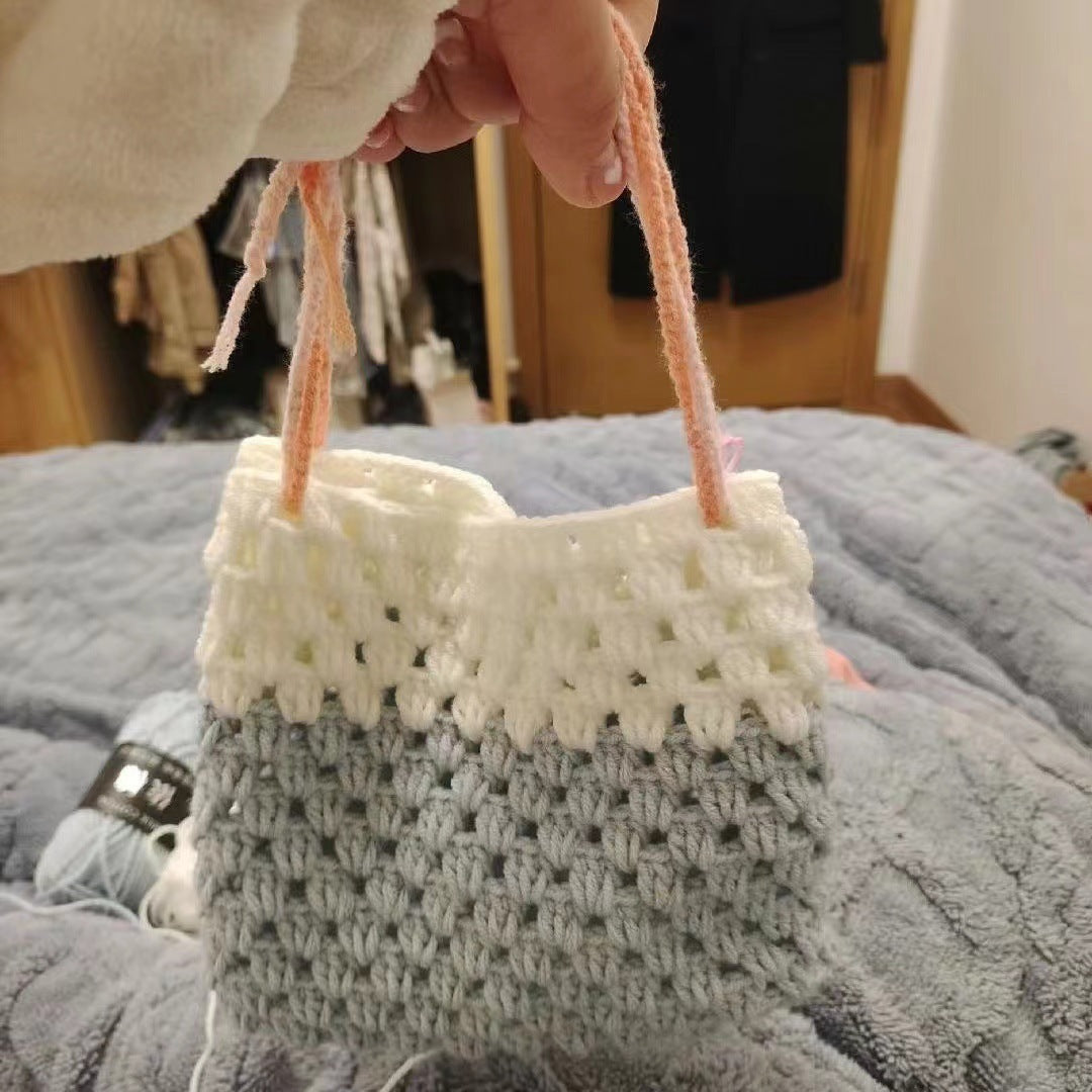 Summer Contrast Color Wool Handbag Hollow for DIY Ornament Accessories - Teleplus summer contrast color wool handbag