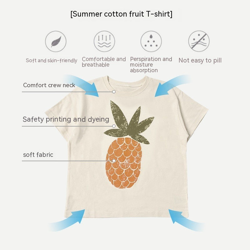 Summer Cotton Fruit Printed Clothing Short Sleeve - Fruitastic Short Sleeve Fun for Tiny Trendsetters