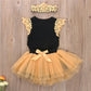 Summer Cute Baby Girl Pure Cotton Casual Clothing Suit Bow Ruffled Bodysuit Tutu Headband Baby Clothing - Summer Cutie