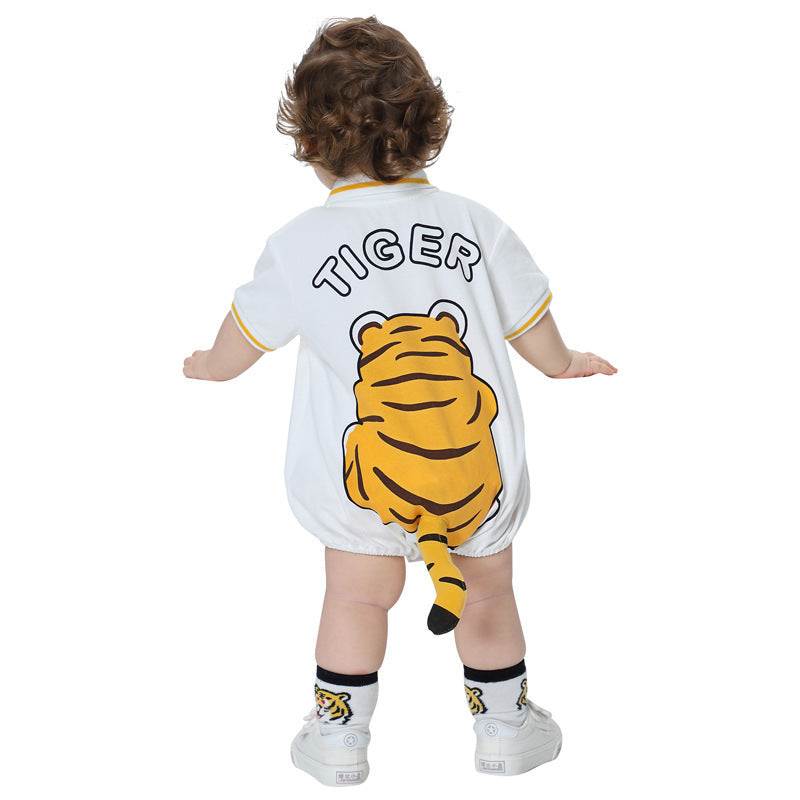 Summer Infant Outing One-piece Three-dimensional Tiger Shape - Tropical Tiger Jumpsuit for Tiny Adventurers