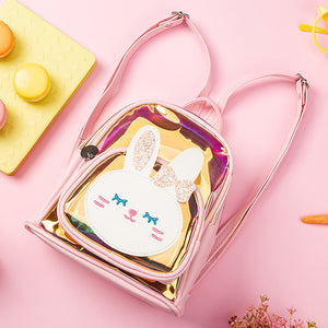 Summer New Spot Kindergarten School Bag Colorful Transparent Laser Cute Cartoon Rabbit Children Backpack - Hopping Into