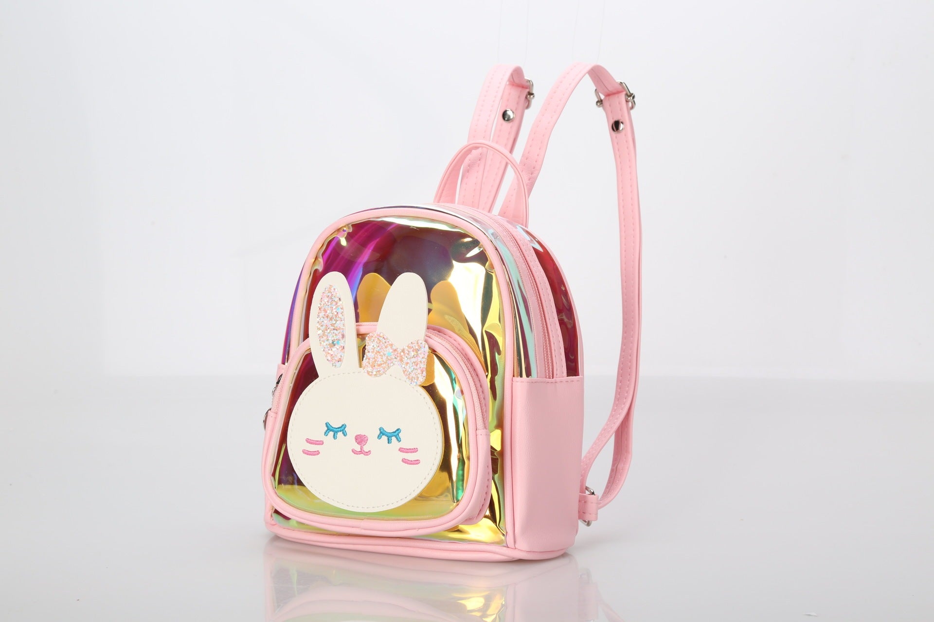 Summer New Spot Kindergarten School Bag Colorful Transparent Laser Cute Cartoon Rabbit Children Backpack - Hopping Into