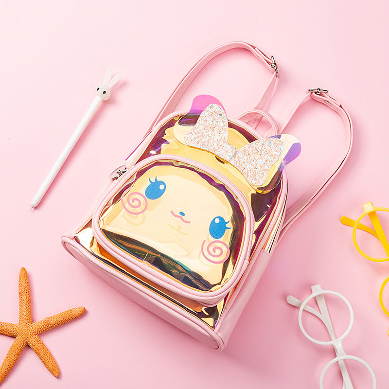 Summer New Spot Kindergarten School Bag Colorful Transparent Laser Cute Cartoon Rabbit Children Backpack - Hopping Into