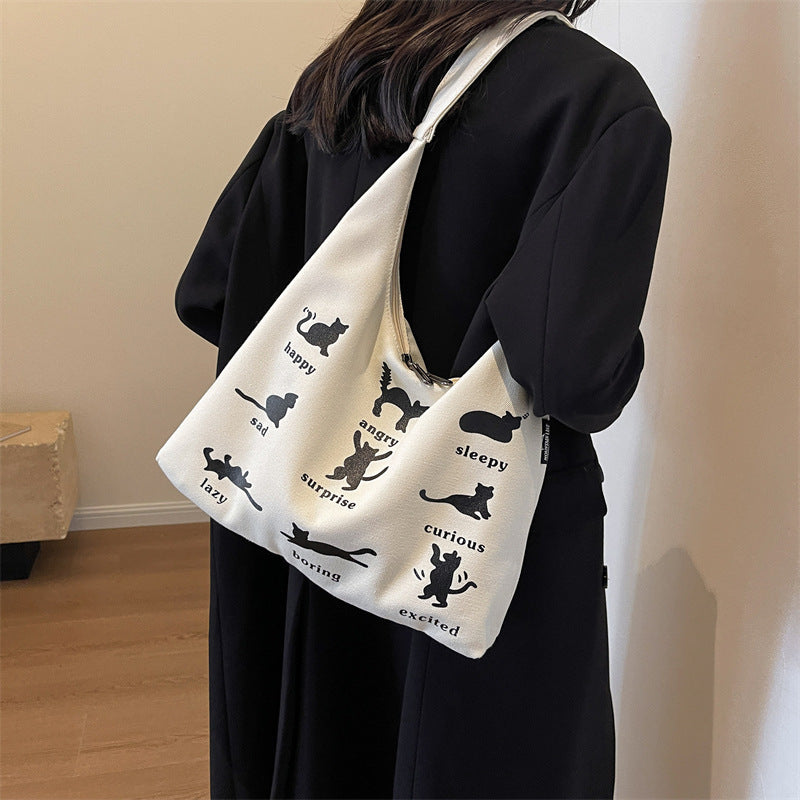 Summer Small Japanese Korean Idler Bag with Polyester Lining and Inner File Pocket - summer small japanese korean idle
