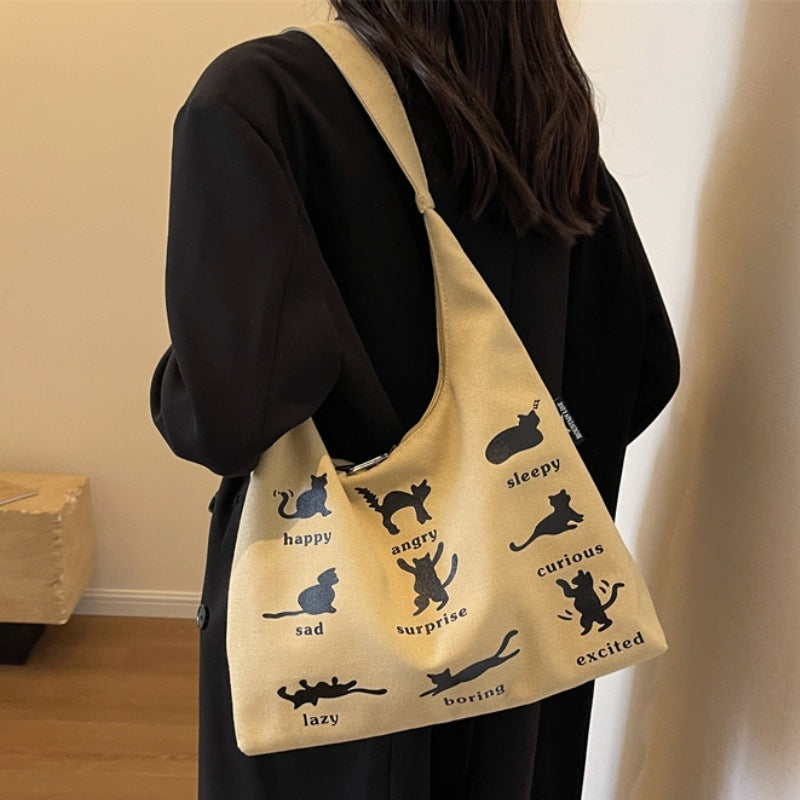 Summer Small Japanese Korean Idler Bag with Polyester Lining and Inner File Pocket - summer small japanese korean idle