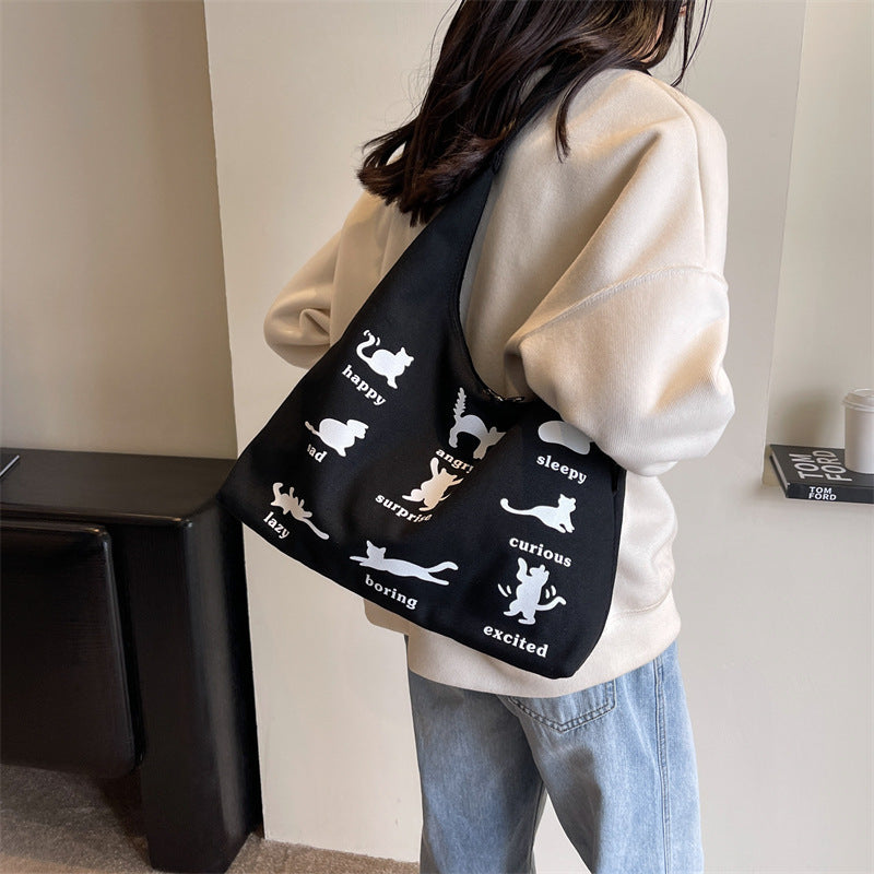 Summer Small Japanese Korean Idler Bag with Polyester Lining and Inner File Pocket - summer small japanese korean idle