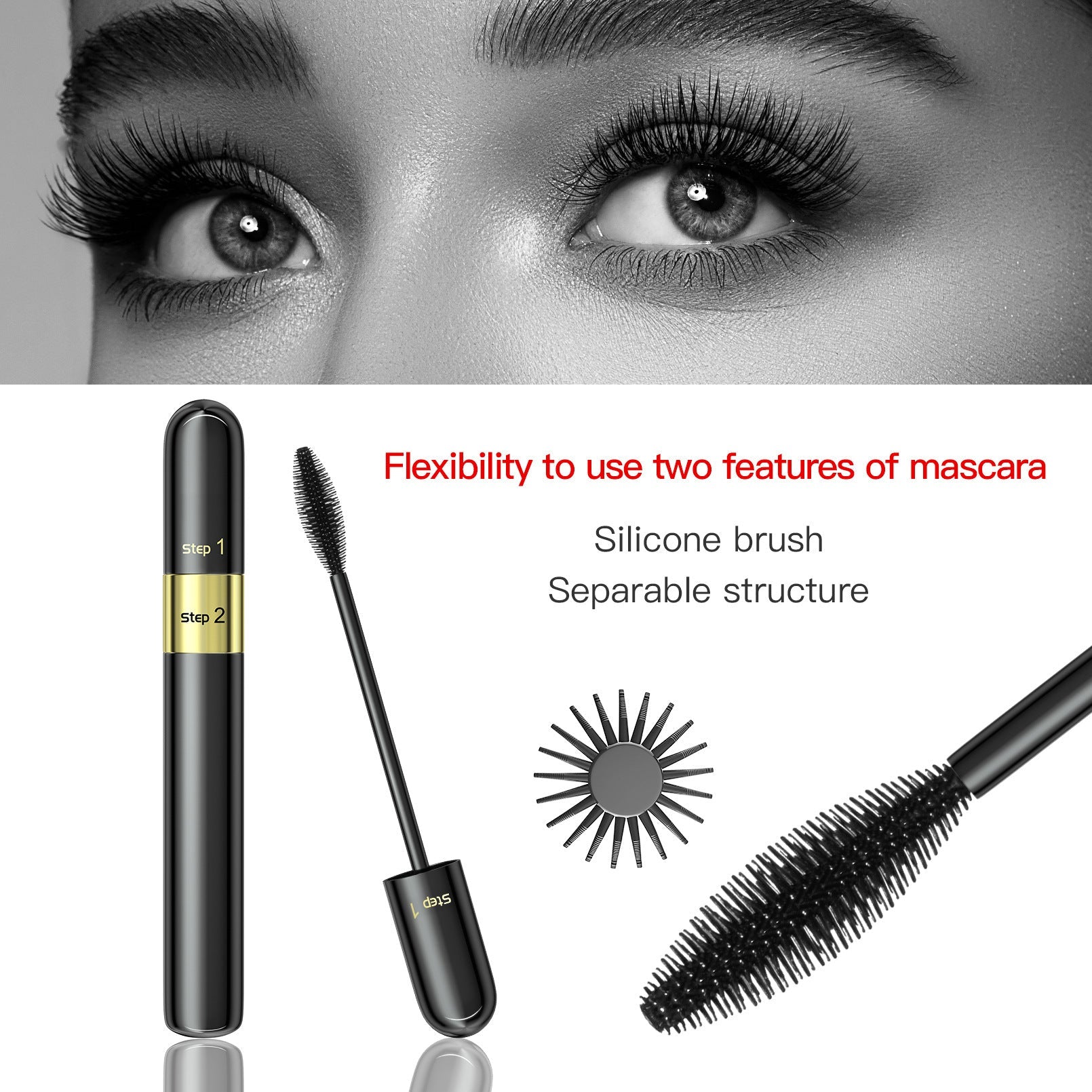 Sunflower Double Effect Waterproof Mascara for Long Thick Curling Lashes - Teleplus sunflower double effect waterproof