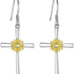 Sunflower Earrings Sterling Silver Cross Dangle Drop Hooks Earrings Sunflower Flower Jewelry Gifts for Women Teens