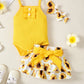 Sunken Stripe Sling Top With Bowknot Short Dress Sets - Sunkissed Style for Tots with Bowknot Bliss