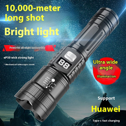 Super Bright 5W Digital Display Flashlight with Zoom Power and Overcharge Protection - flashlight zoom power display