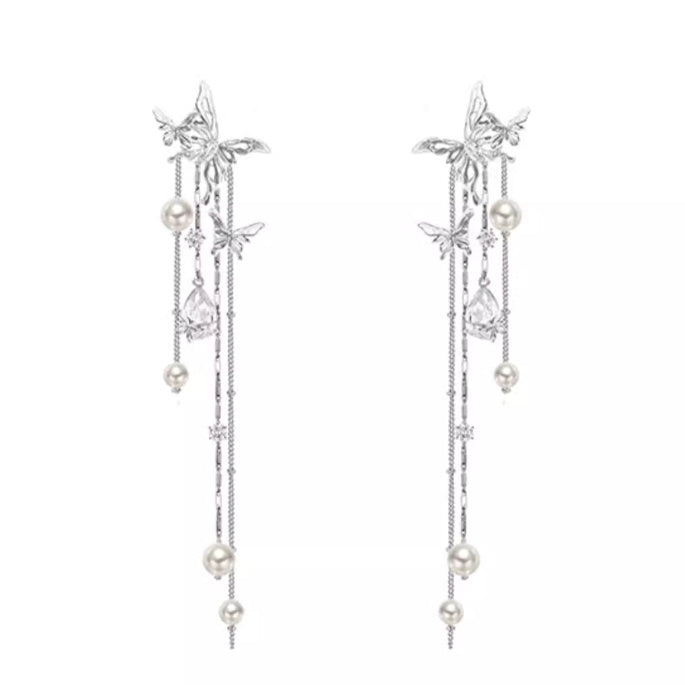 Super Fairy Asterism Pearl Tassel Earrings Long Light Luxury - Dazzle Like a Fairy in Super Pearl Tassel Earrings