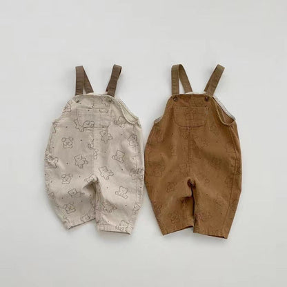 Suspender Pants Men And Women Baby Cartoon Corduroy One-piece Long Climbing - Bear Suspender Trousers for Long Climbing