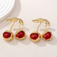 Sweet Cherry Pendant Earrings Stud Golden Fruit - Sweet Cherry Earrings for a Fruity Fashion Fix