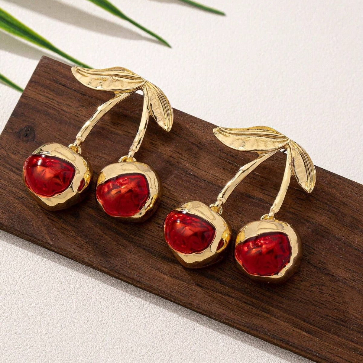 Sweet Cherry Pendant Earrings Stud Golden Fruit - Sweet Cherry Earrings for a Fruity Fashion Fix