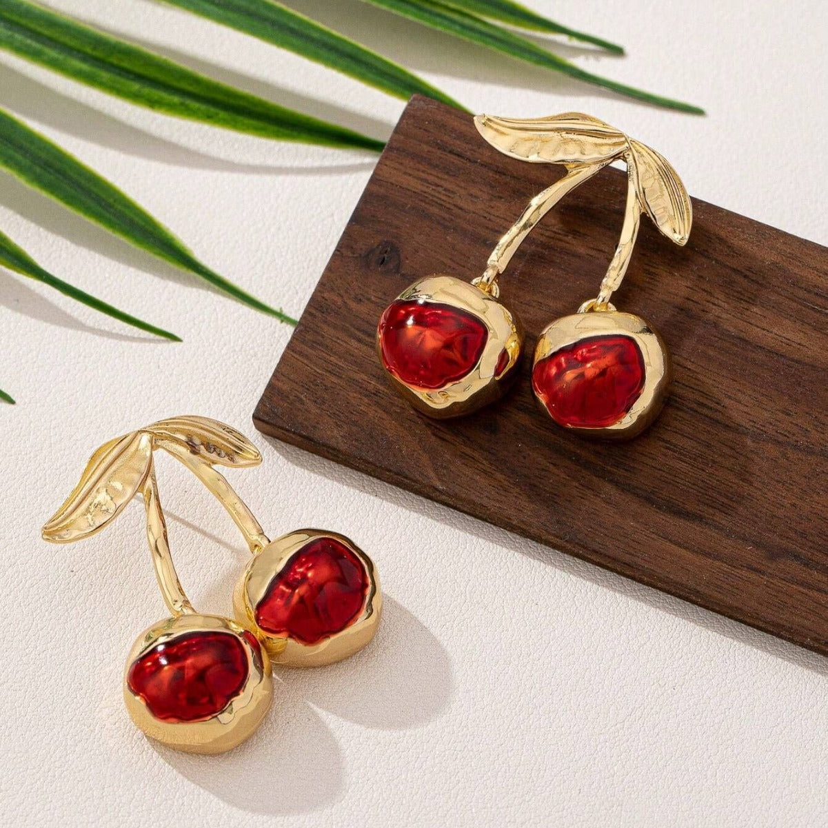 Sweet Cherry Pendant Earrings Stud Golden Fruit - Sweet Cherry Earrings for a Fruity Fashion Fix