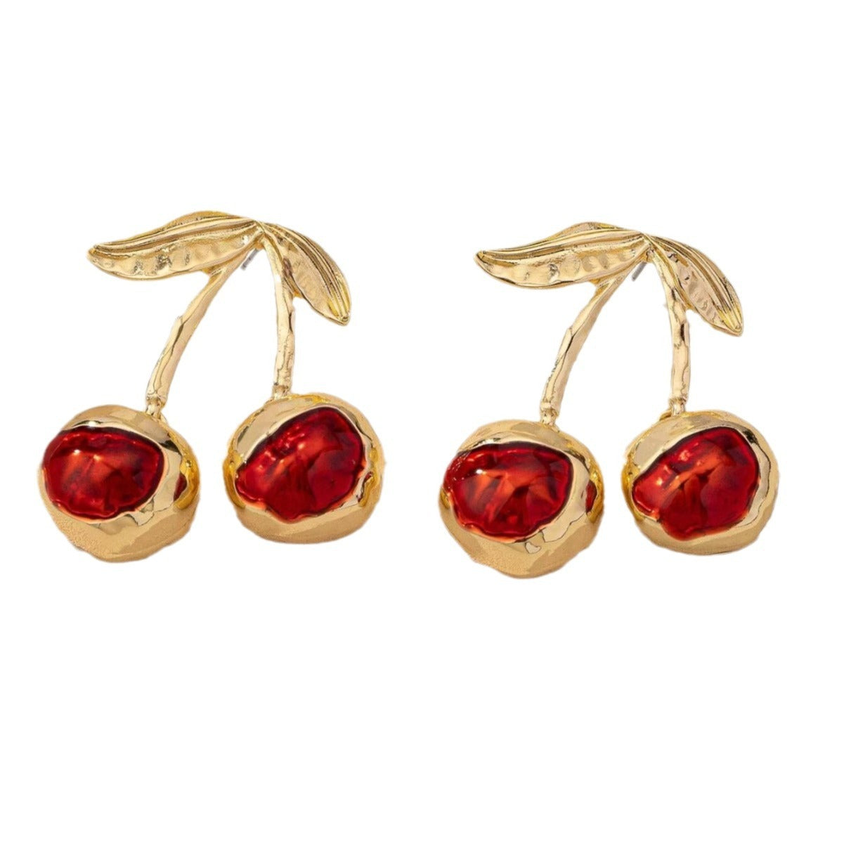 Sweet Cherry Pendant Earrings Stud Golden Fruit - Sweet Cherry Earrings for a Fruity Fashion Fix