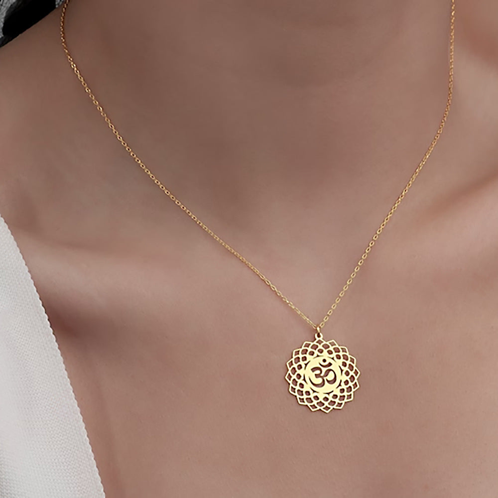 Symbol Necklace Lotus Pendant Personalized Stainless Steel - Personalized Lotus Pendant in Gold or Titanium Steel