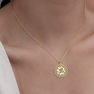 Symbol Necklace Lotus Pendant Personalized Stainless Steel - Personalized Lotus Pendant in Gold or Titanium Steel