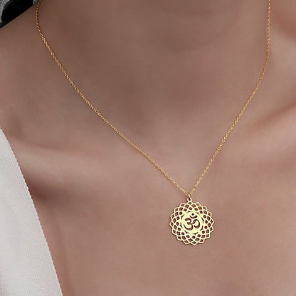 Symbol Necklace Lotus Pendant Personalized Stainless Steel - Personalized Lotus Pendant in Gold or Titanium Steel