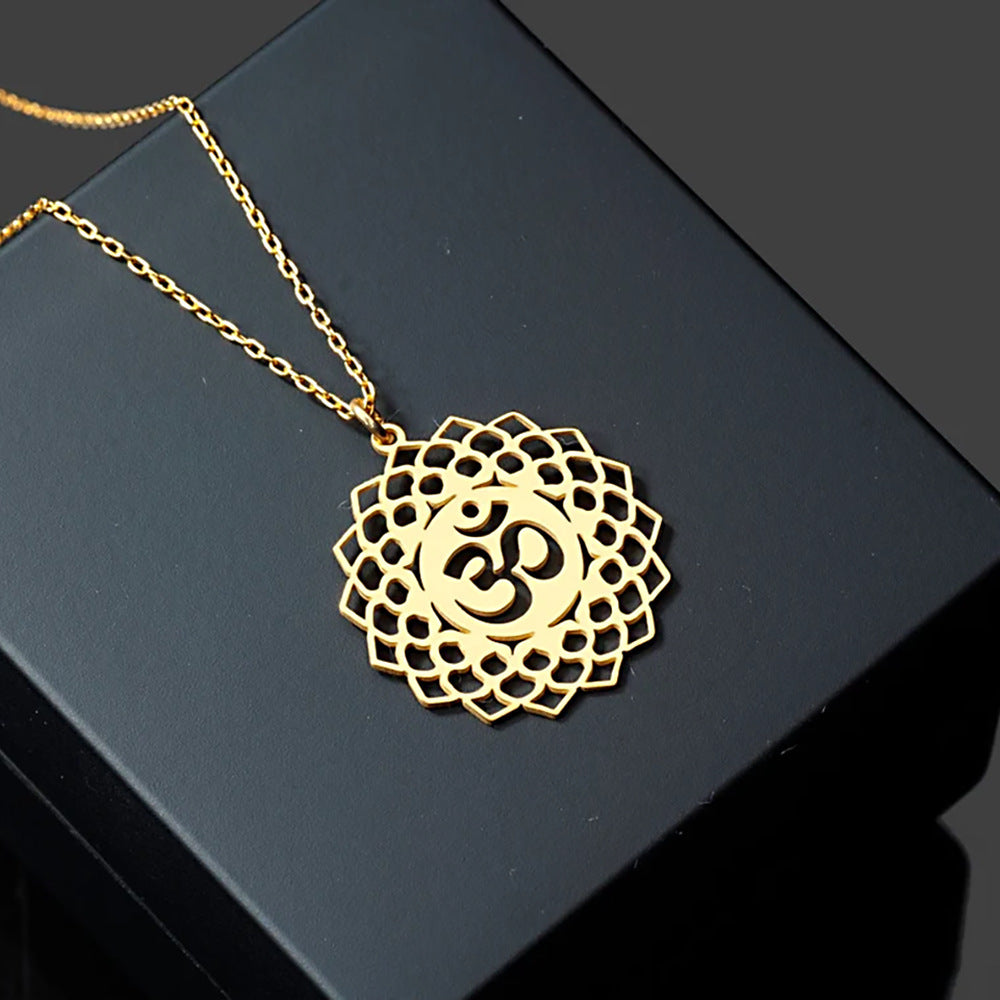 Symbol Necklace Lotus Pendant Personalized Stainless Steel - Personalized Lotus Pendant in Gold or Titanium Steel