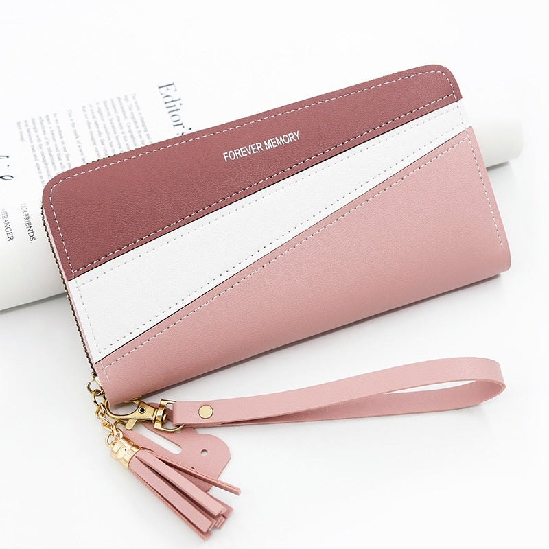 Synthetic Leather Card Holder Coin Purse with Contrast Colors in Medium Length - R8901-11 Fashionably Funny coin purse