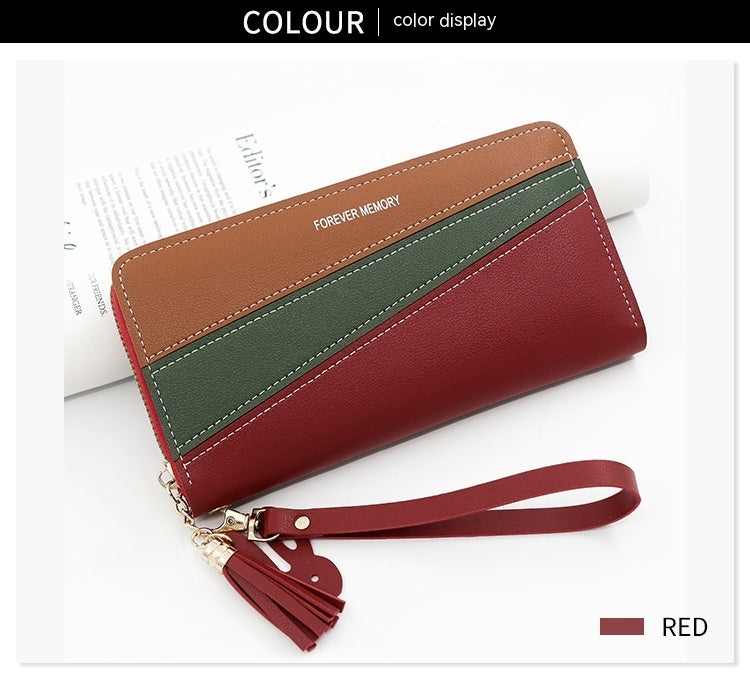 Synthetic Leather Card Holder Coin Purse with Contrast Colors in Medium Length - R8901-11 Fashionably Funny coin purse