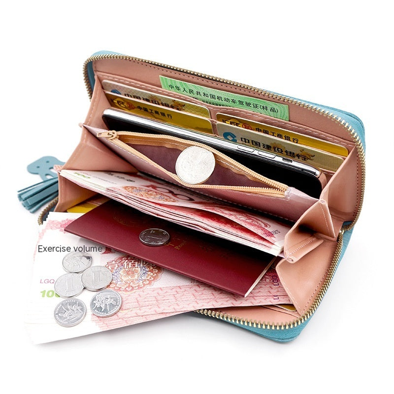 Synthetic Leather Card Holder Coin Purse with Contrast Colors in Medium Length - R8901-11 Fashionably Funny coin purse
