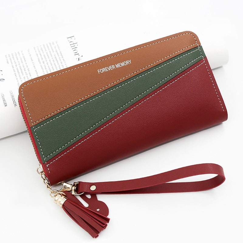 Synthetic Leather Card Holder Coin Purse with Contrast Colors in Medium Length - R8901-11 Fashionably Funny coin purse