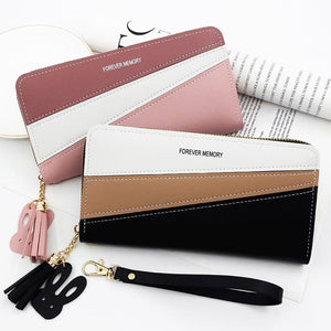 Synthetic Leather Card Holder Coin Purse with Contrast Colors in Medium Length - R8901-11 Fashionably Funny coin purse